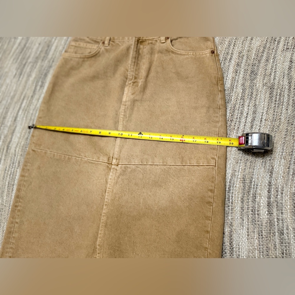 Reformation Camel denim Midi Skirt with Front Slit - Picture 10 of 13